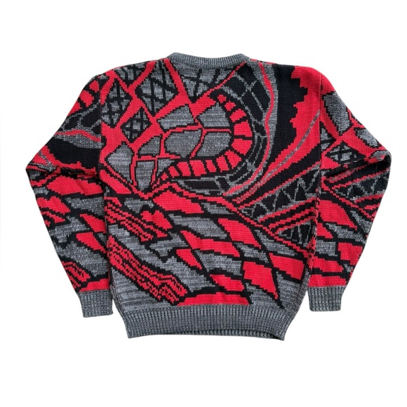 Vintage 80s/90s Abstract Acrylic Knit Sweater Mens Medium - Picture 3 of 8